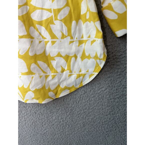 Chicos Button Top 6 Small Floral Art 3/4 Sleeve Yellow Blouse Classic Career 0.5 - Picture 3 of 11